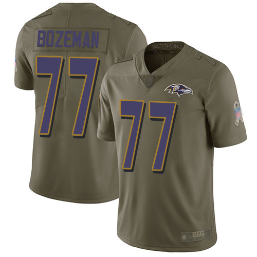 Baltimore Ravens Limited Olive Men Bradley Bozeman Jersey NFL Football #77 2017 Salute to Service->women nfl jersey->Women Jersey